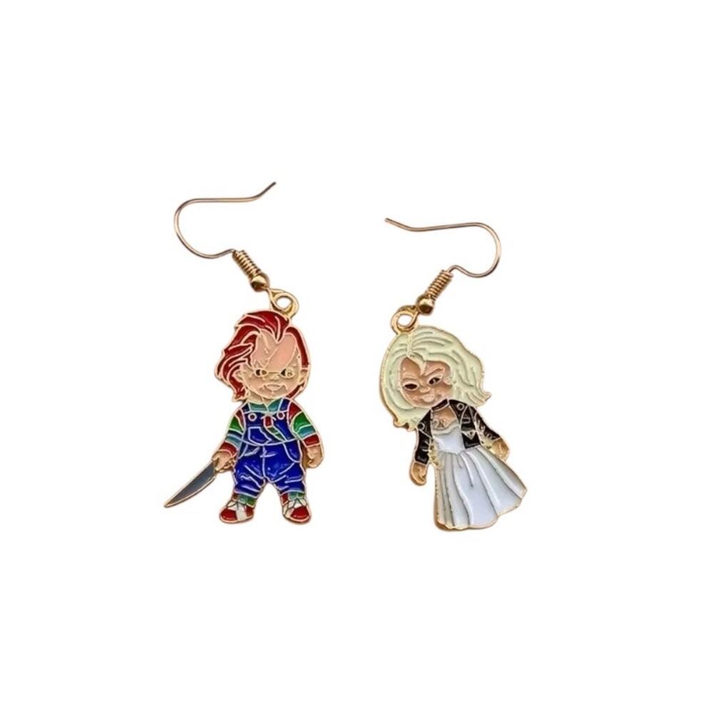 Chucky Tiffany Child's Play Bride of Chucky Horror Movie Dangle Earrings